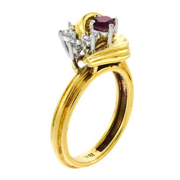 0.30 Carat Diamond & 0.20 Carat Ruby Vintage Ring - Picture 2 of 3